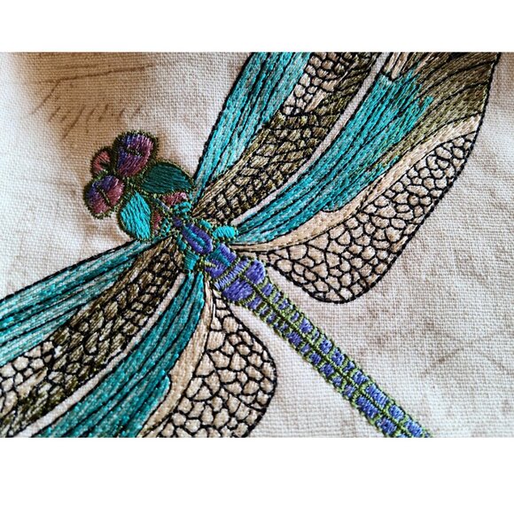 Dragonfly Decorative Pillow Cover Embroidered Throw Case Farmhouse Cottage Decor - Picture 9 of 12